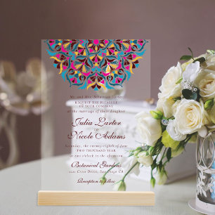 Whimsical Luxury Ivory Floral Style Border Wedding Acrylic Invitations