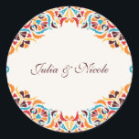 Whimsical Luxury Ivory Floral Style Border Wedding Classic Round Sticker<br><div class="desc">Beautiful Invitation to celebrate Special occasions and festivals comes with digital and E-invitation as per your request. We would love to replicate our designs to make multiple products like rsvp cards, labels envelopes, and more. Customisation is available for ready to print on request at info@shamaurcreatif@gmail.com. Look Forward to hearing from...</div>