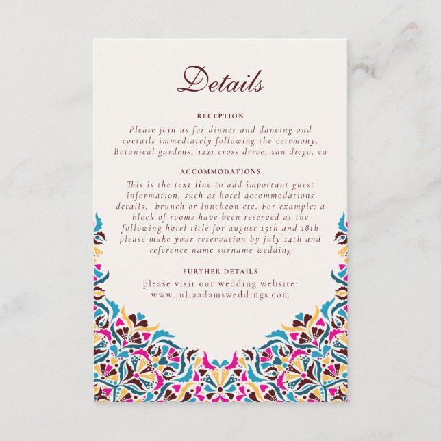 Whimsical Luxury Ivory Floral Style Border Wedding Enclosure Card (Front)