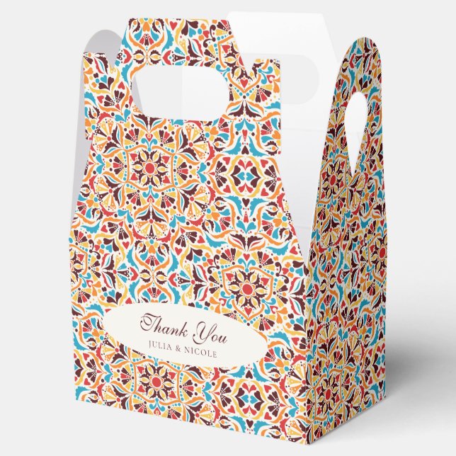 Whimsical Luxury Ivory Floral Style Border Wedding Favour Box (Opened)