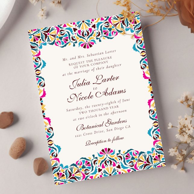 Whimsical Luxury Ivory Floral Style Border Wedding Invitation (Creator Uploaded)