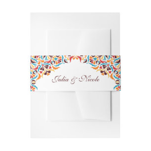 Whimsical Luxury Ivory Floral Style Border Wedding Invitation Belly Band