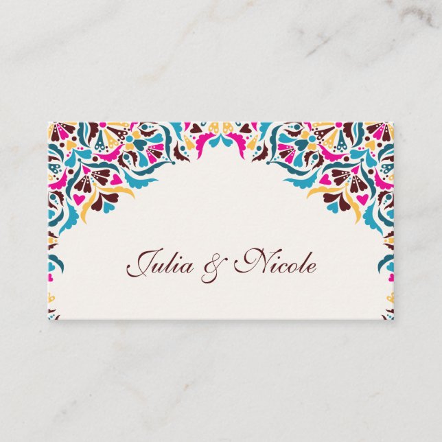 Whimsical Luxury Ivory Floral Style Border Wedding Place Card (Front)