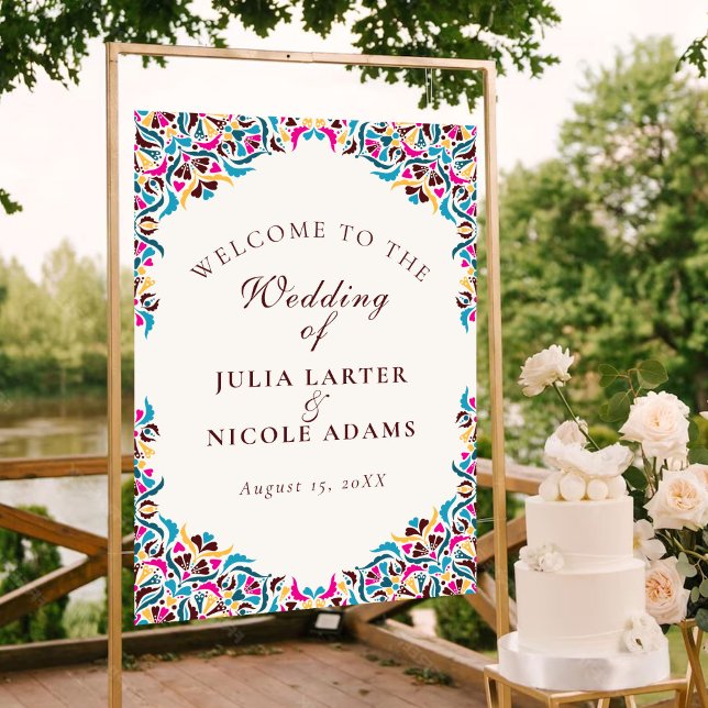 Whimsical Luxury Ivory Floral Style Border Wedding Poster (Creator Uploaded)