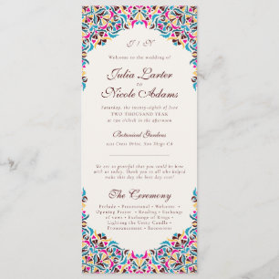 Whimsical Luxury Ivory Floral Style Border Wedding Programme
