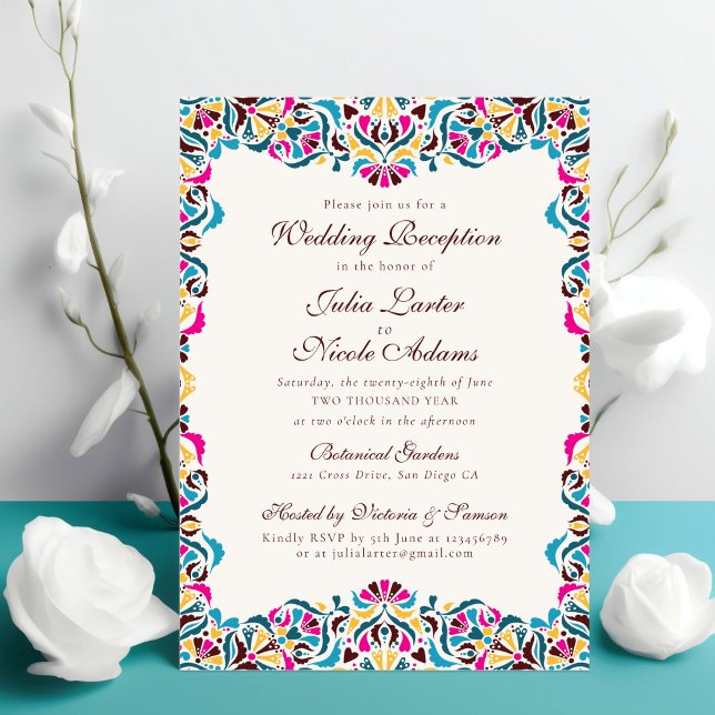 Whimsical Luxury Ivory Floral Wedding Reception Invitation (Creator Uploaded)