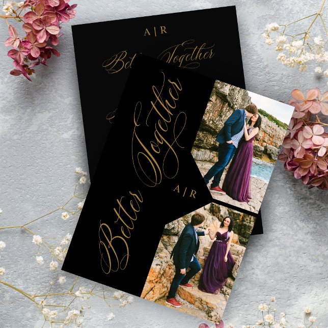 Whimsical Luxury Modern 2 Photos Collage Wedding Save The Date (Whimsical Luxury Modern 2 Photos Collage Wedding Save the Date with Envelope.)
