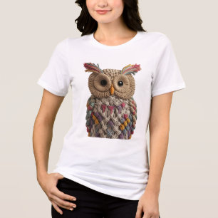 Whimsical Macramé Owl: A Handcrafted Touch of Bohe Tri-Blend Shirt