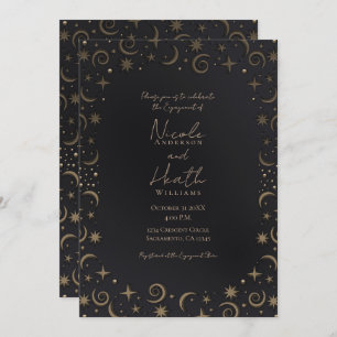 Whimsical Magic Celestial Swirls Night Engagement Invitation
