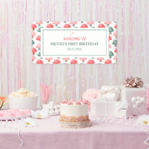 Whimsical Magic Cute Colourful Mushroom Birthday Banner