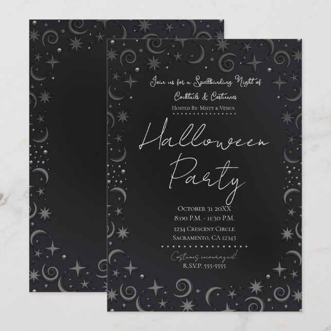 Whimsical Magic Halloween Cocktails Costumes Party Invitation (Front/Back)
