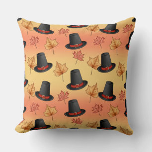Whimsical Magic Hats with Autumn Leaves Cushion