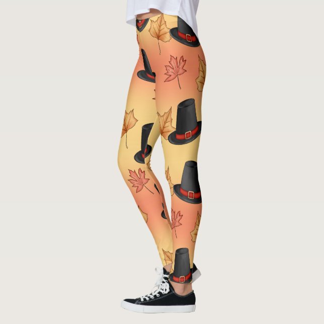 Whimsical Magic Hats with Autumn Leaves Leggings (Left)