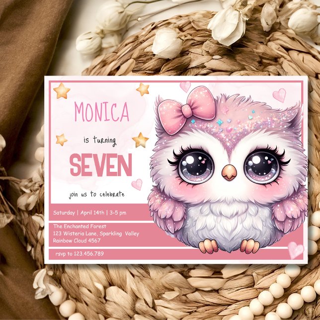 Whimsical magic pastel owl kids birthday invitation (Creator Uploaded)
