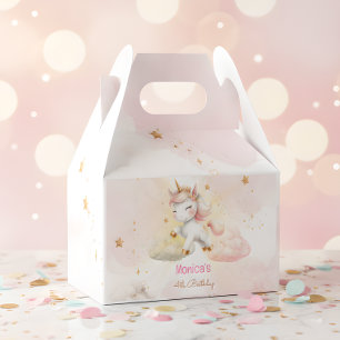 Whimsical magic pastel unicorn kids birthday favour box