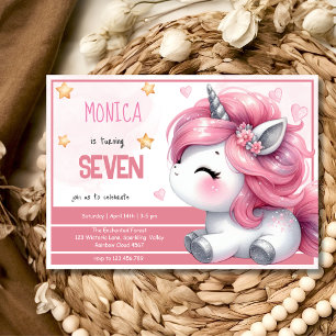 Whimsical magic pastel unicorn kids birthday invitation