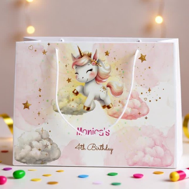 Whimsical magic pastel unicorn kids birthday large gift bag (Creator Uploaded)