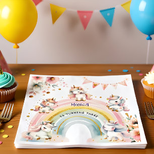 Whimsical magic pastel unicorn kids birthday napkin