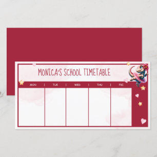Whimsical magic t-rex ballerina school timetable