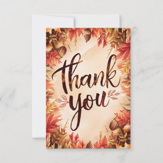 Whimsical Magical Autumn Fall Thank You Card (Front)