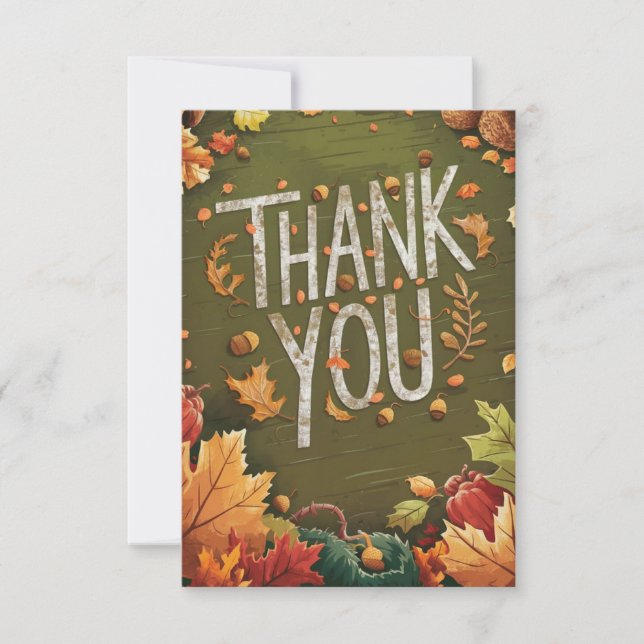Whimsical Magical Autumn Fall Thank You Card (Front)