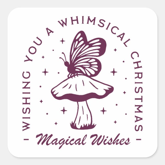 Whimsical magical Christmas purple aesthetic Square Sticker (Front)