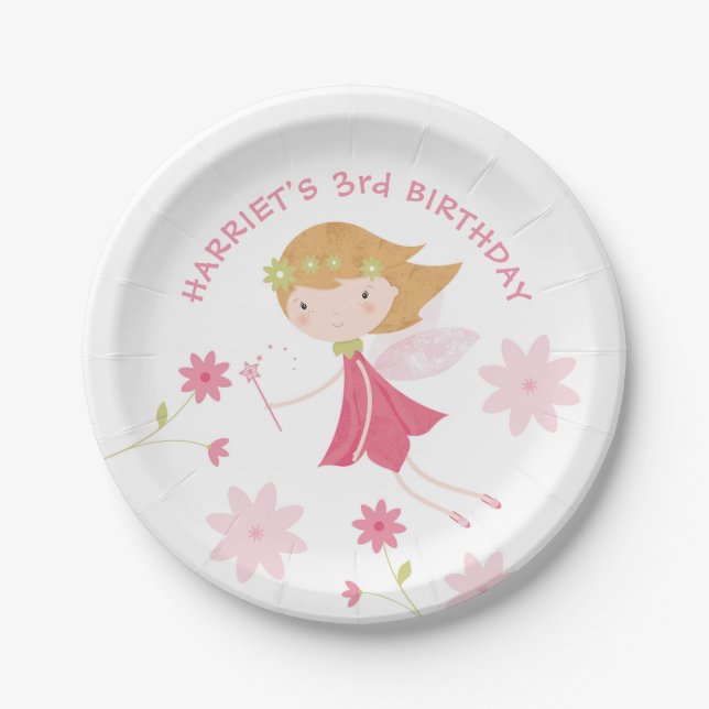 Whimsical Magical Fairy Birthday Paper Plate (Front)