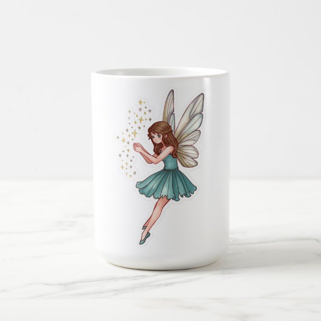 Whimsical Magical Fairy Sticker  Coffee Mug (Center)