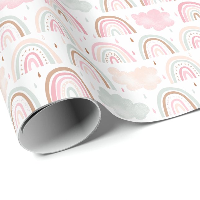 Whimsical Magical Rainbow Pattern Wrapping Paper (Roll Corner)