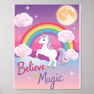 Whimsical Magical Unicorn Illustration Poster