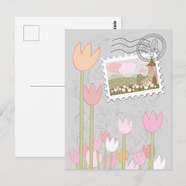 Whimsical Magical Village Garden Postcard (Front/Back)