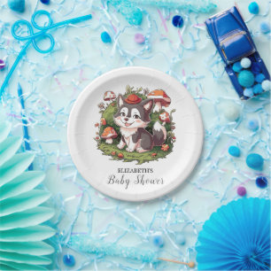 Whimsical Magical Wolf Baby Shower Paper Plate