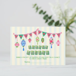 Whimsical Mahjong Baby Shower Diaper Raffle Card