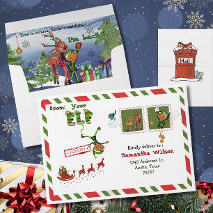 Whimsical Mail from Your Elf Christmas Envelope
