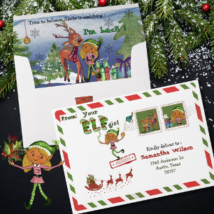 Whimsical Mail from Your Elf Girl Christmas Envelope