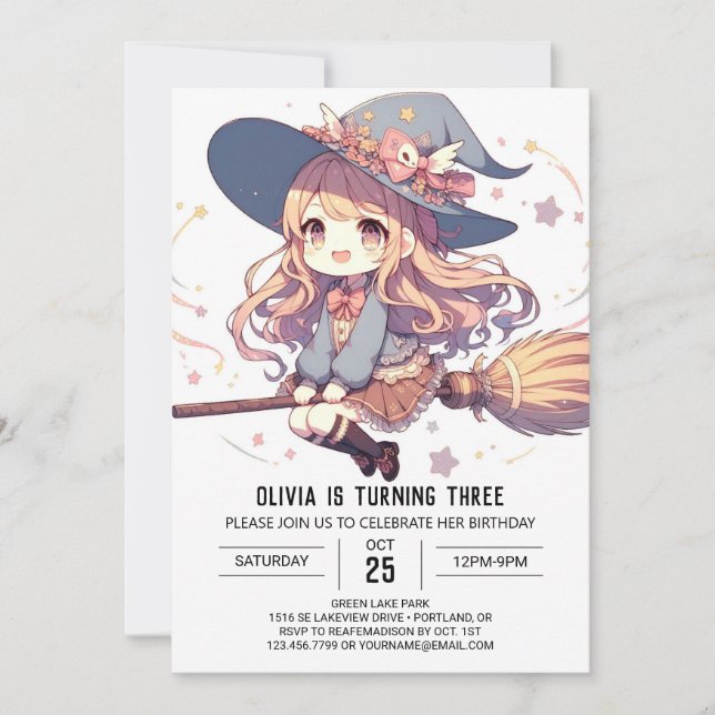Whimsical Majestic Wizard Birthday Invitation (Front)