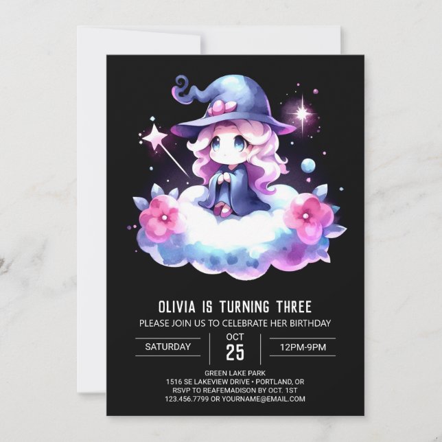 Whimsical Majestic Wizard Birthday Invitation (Front)