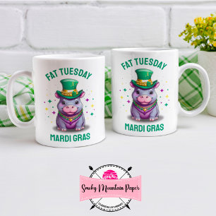 Whimsical Mardi Gras Fat Tuesday Hippo Coffee Mug