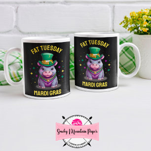 Whimsical Mardi Gras Fat Tuesday Hippo Coffee Mug