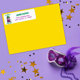 Whimsical Mardi Gras Fat Tuesday Hippo Sticker