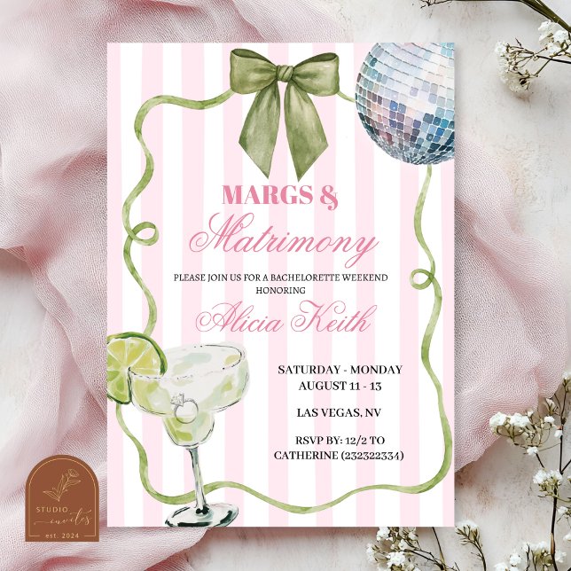 Whimsical Margs and matrimony Bachelorette Invitation (Creator Uploaded)