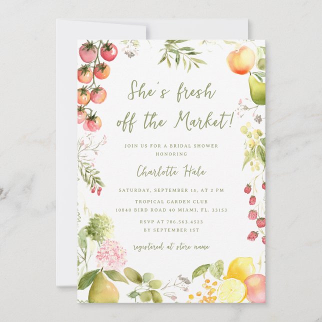 Whimsical Market Farmers Bridal Shower  Invitation (Front)