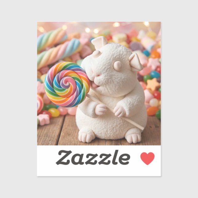 Whimsical Marshmallow Guinea Pig and Lollipop (Sheet)