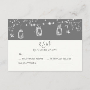 whimsical mason jars rustic wedding RSVP Card