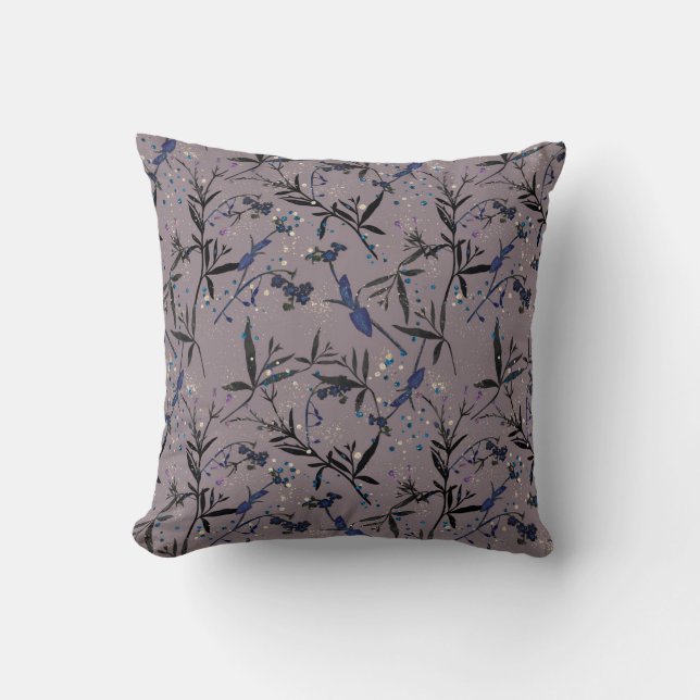 Whimsical Mauve Garden Accent  Cushion (Front)