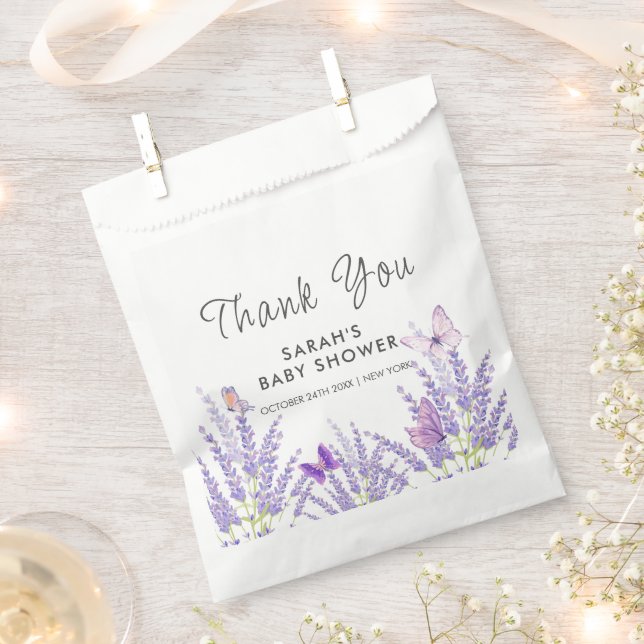 Whimsical Meadow Lavender Butterfly Baby Shower  Favour Bags (Clipped)