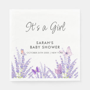 Whimsical Meadow Lavender Butterfly Baby Shower  Napkin