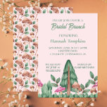 Whimsical Meadow Mushrooms Bridal Brunch Invite<br><div class="desc">Whimsical Bridal Brunch invitations features bottom border with meadow leaves,  trees and mushrooms and customisable text on pale pink background.  Back of flat invite has matching mushroom and leaves pattern.</div>