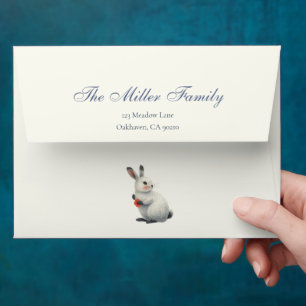 Whimsical Meadow Watercolor Bunny  Easter Envelope