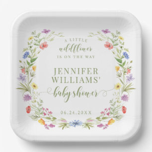 Whimsical meadow wildflower boho Baby girl shower Paper Plate